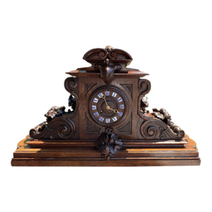 Large 19th Century Carved Black Forest Mantel Clock