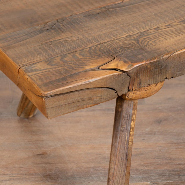 Brown 20th Century Rustic Splay Peg Leg Coffee Table From Hungary For Sale - Image 8 of 10