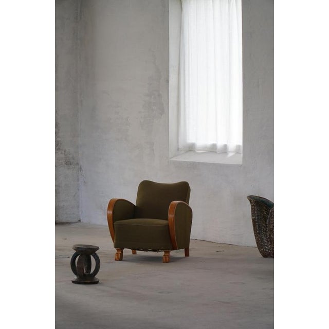 Swedish Art Deco Chairs in Elm and Green Wool, 1940s, Set of 2 For Sale - Image 18 of 18