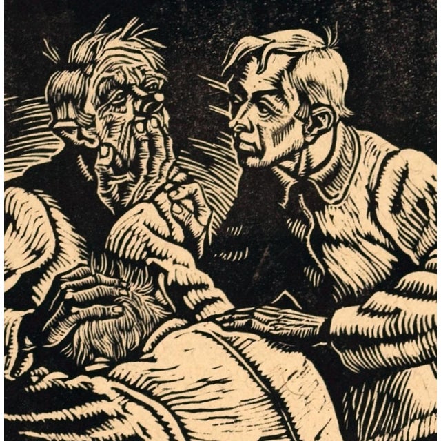 Rudolf Nehmer (1912 Bobersberg - 1983 Dresden), Blessed are the peacemakers, 1948. Woodcut on yellowish wove paper, 18 cm...