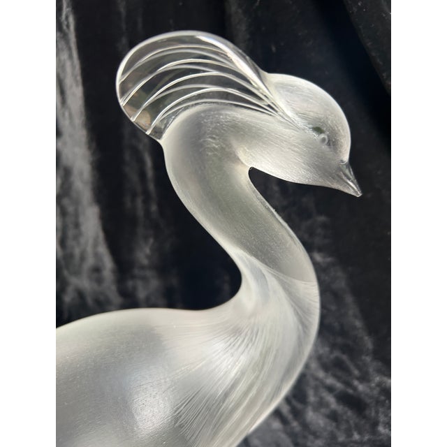 Pristine Lalique Louisiane Peacock/Crane 1970's Retired Crystal Sculpture For Sale - Image 12 of 12