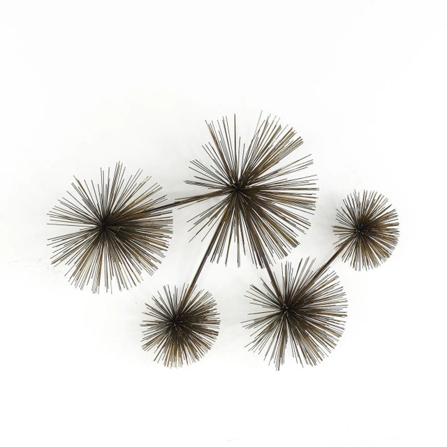 Curtis Jere Mid Century Brass Wall Urchin This artwork measures: 39 wide x 9 deep x 26 inches high Great Vintage...