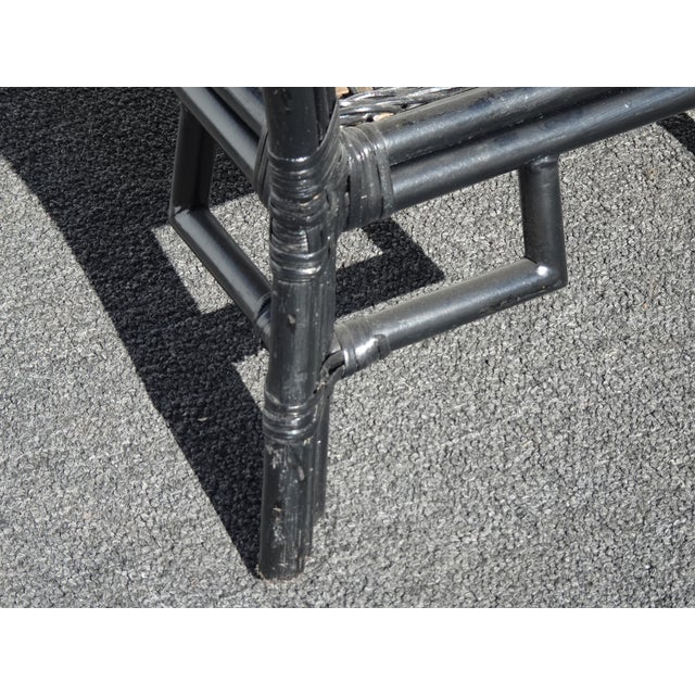 Black Vintage Chinese Chippendale Bamboo Rattan End Table For Sale - Image 13 of 16