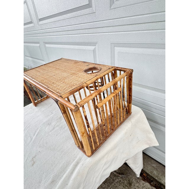Brown Vintage Bamboo Breakfast Tray For Sale - Image 8 of 11