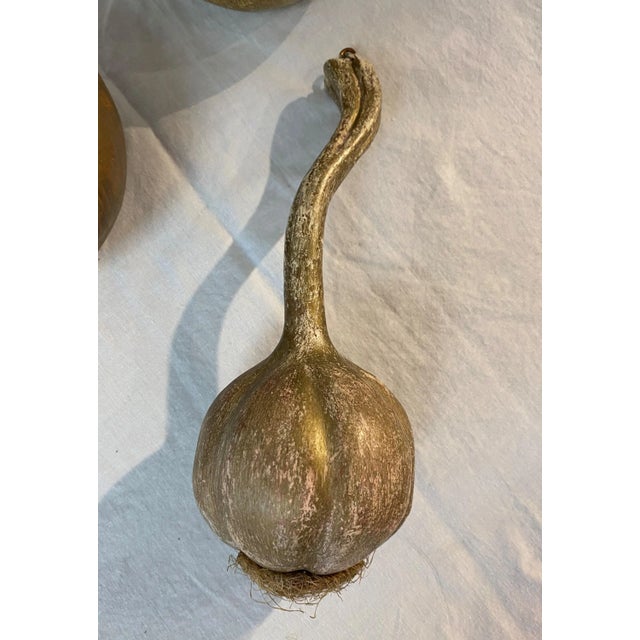 Vintage 1980s Wooden Vegetables Painted Gold - Set of 3 For Sale - Image 4 of 7