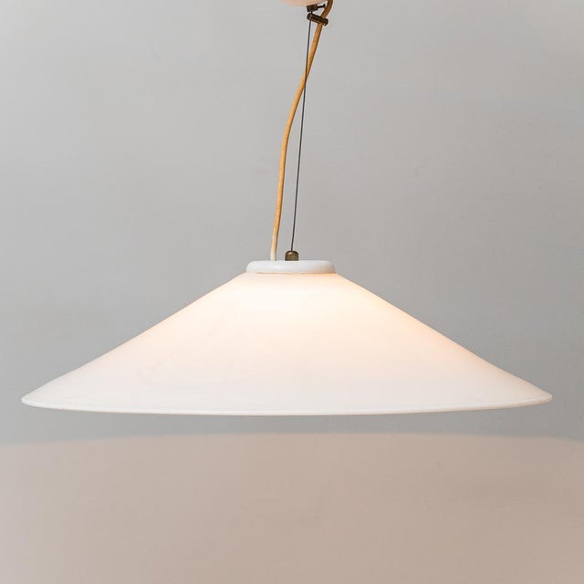Vintage White Glass Pendant Light, 1970s For Sale - Image 3 of 10