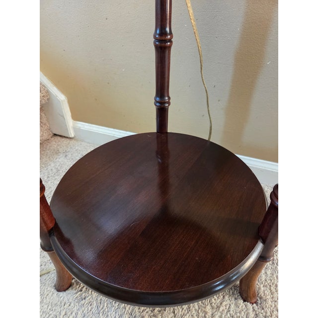 Vintage Faux Bamboo Brass Tray Side Table Floor Lamp For Sale In Indianapolis - Image 6 of 14