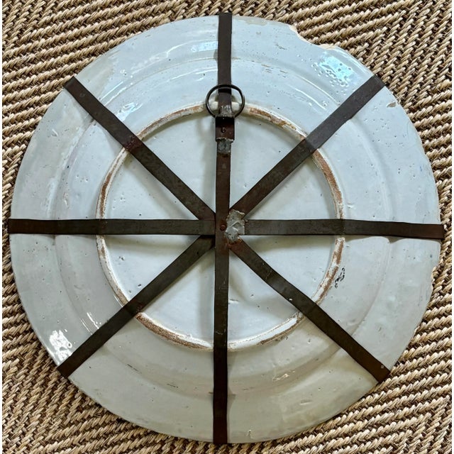 Ceramic 18th Century Delft Charger With Unusual Metal Hanger For Sale - Image 7 of 7