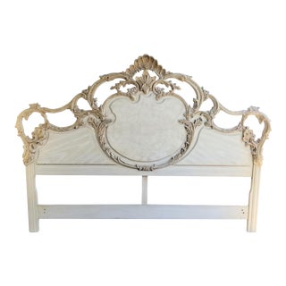1950s French Provincial Louis XIV Cream Colored King/ Cal King Headboard For Sale