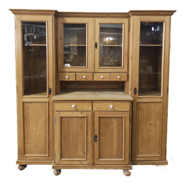 Late 19th Century Austrian Alpine Pine Step-Back Cupboard / Farmhouse Display Cabinet For Sale