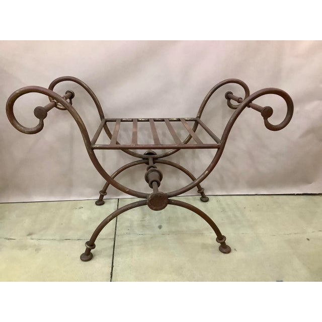 Vintage X Form Iron Bench For Sale In Raleigh - Image 6 of 6