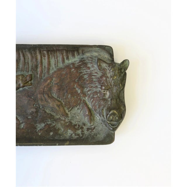 Metal Bronze Vanity or Desk Tray With Animal Hunting Scene For Sale - Image 7 of 9