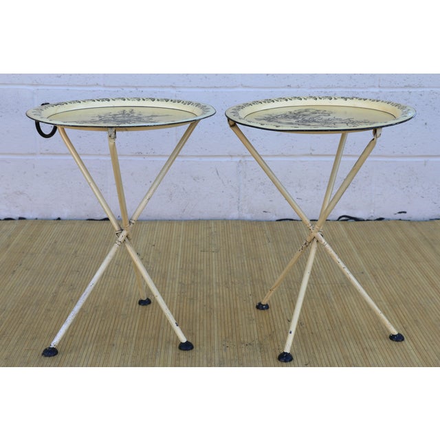 1970 Italian Empire Style Pair of Metal Folding Side Table For Sale - Image 9 of 12