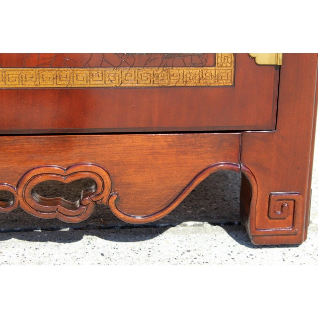 Vintage Drexel Heritage Ming Credenza – Red Lacquer Chinoiserie Sideboard Cabinet 73 For Sale - Image 14 of 18