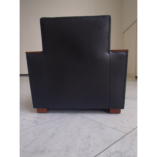 1930s Art Deco Cubist Black Leather Lounge Chair, 1930s For Sale - Image 5 of 10