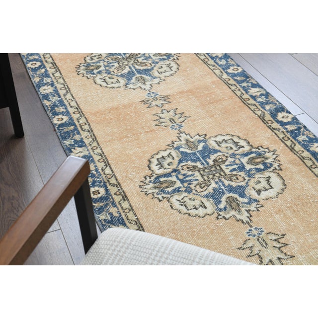 Textile Vintage Turkish Oushak Handmade Wool Orange Runner Rug For Sale - Image 7 of 11