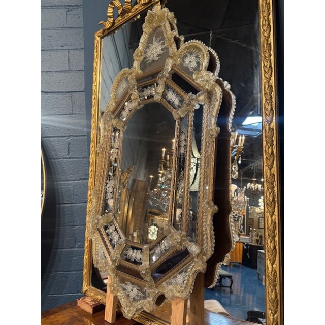 Mid 20th Century Vintage Murano Glass Etched Mirror For Sale - Image 5 of 6