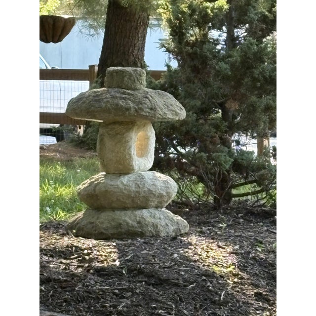 A contemplative stacked garden sculpture in the Mountain Spirit tradition, composed of five individually shaped concrete...