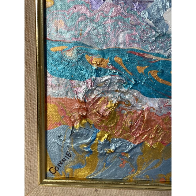 Abstract Vintage Painting on Canvas in Antique Frame For Sale In Miami - Image 6 of 8