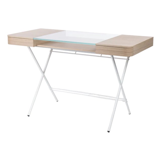 Cosimo Desk with Natural Oak Veneer and Glass Top by Marco Zanuso Jr. for Adentro, 2023 For Sale