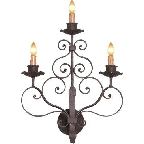 1990s Italian Three Light Wrought Iron Sconce For Sale - Image 11 of 11