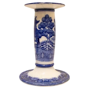 Late 19th Century Dountons Willow Porcelain Cnadlestick, England, 1850s