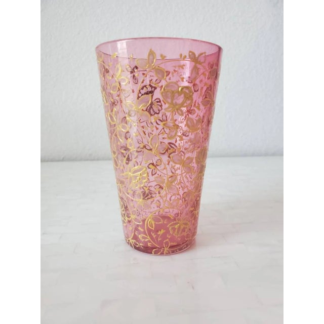 Fine Late 19th/Early 20th C. Bohemian Pink Art Glass Enamelled Gilt Juice Tumbler Attributed to Moser For Sale - Image 11 of 11