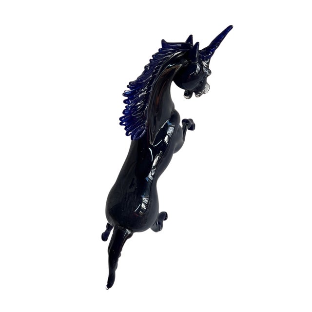 Glass Vintage Murano Cobalt Art Glass Sculpture Unicorn Horse Signed Guiman 1/1 For Sale - Image 7 of 18