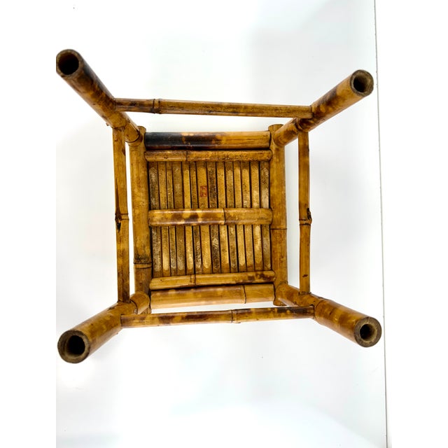 Mid Century Burnt Tortoise Bamboo Plant Stand For Sale - Image 9 of 10