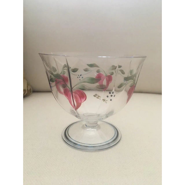 Orefors Sweden flower painted bowlガラス工芸 Lot - Orrefors Sweden MAYFLOWER Bowl by Jan Johansson