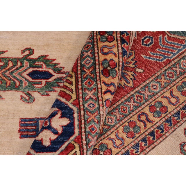 Ivory Shabby Chic Tribal Super Kazak Ivory/Red Wool Rug - 8'9'' X 11'8'' For Sale - Image 8 of 10