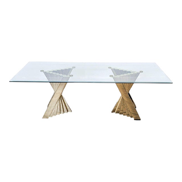 Attributed Willa Arlo Interiors Ammerman Glass Top Dining Table For Sale