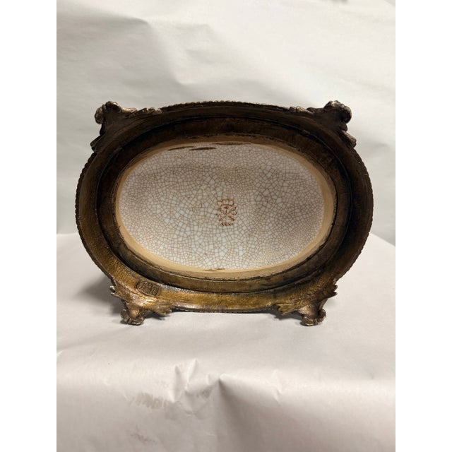 Vintage Hollywood Regency Crackle Cachepot With Pomegranate Handles For Sale - Image 10 of 12