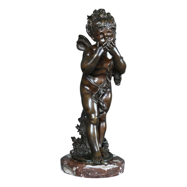 Bronze Love Sending Kisses in Bronze by A. Moreau, 1890s For Sale