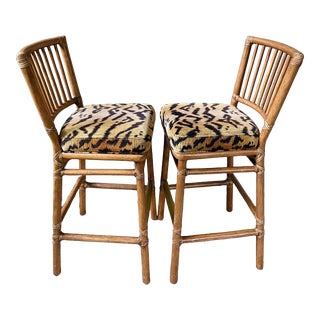 Vintage McGuire Rattan Barstools, a Pair For Sale