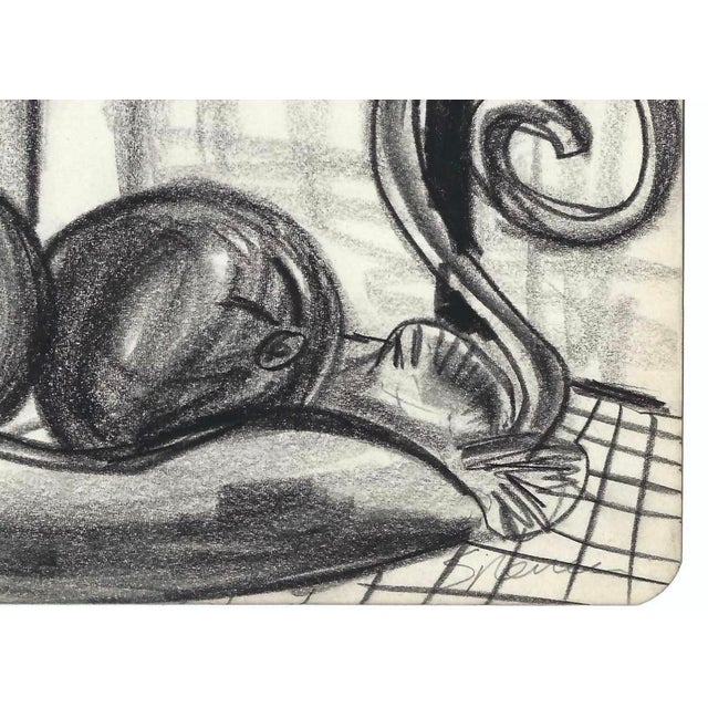 1950s MCM tabletop still life drawing by artist Virginia Spencer from a sketchbook of San Francisco scenes. Signed lower...