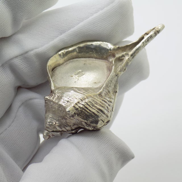 Silver Vintage Italian Genuine Silver 800 Sea Shell Shaped Trinket Box from Florence, 1970s For Sale - Image 8 of 13