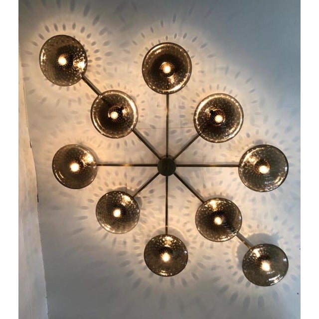Bronze 21st Century Dieci Bronze Smoky Bubbles Murano Flush Mount by Fabio LTD For Sale - Image 8 of 11