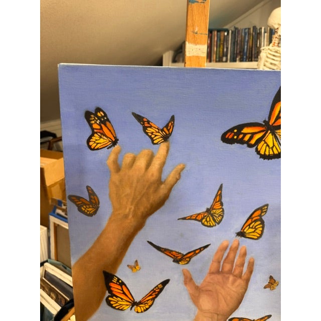 2010s Butterflies and Me by Kathleen Varadi, 2016 Oil on Canvas For Sale - Image 5 of 12
