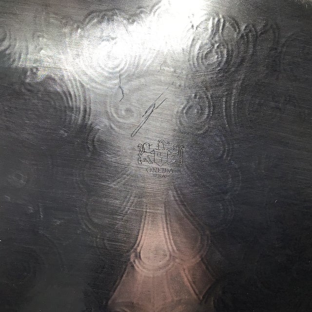 Metal Vintage Oneida Castle Court Silver Plated Punch Bowl Set-Punch Bowl, 12 Cups, 2 Ladles, 1 Platter-Set of 16 For Sale - Image 7 of 12