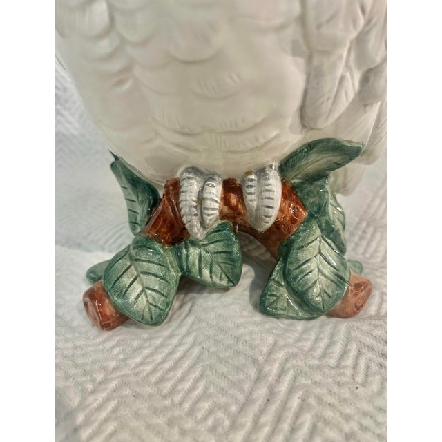 1991 Fitz and Floyd Sulfur Crested Cockatoo Palm Beach Majolica Style Pitcher For Sale In New Orleans - Image 6 of 12
