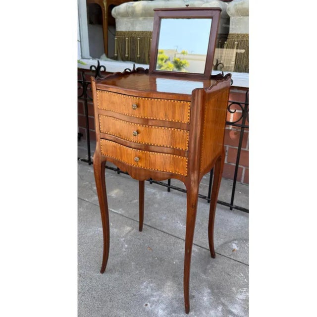 Antique Satinwood Inlaid Nightstand Dressing Side Table For Sale - Image 9 of 9