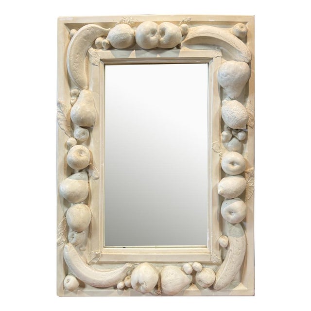 Glass Stucco Mirror with Fruit Decoration, 1970s For Sale - Image 7 of 7