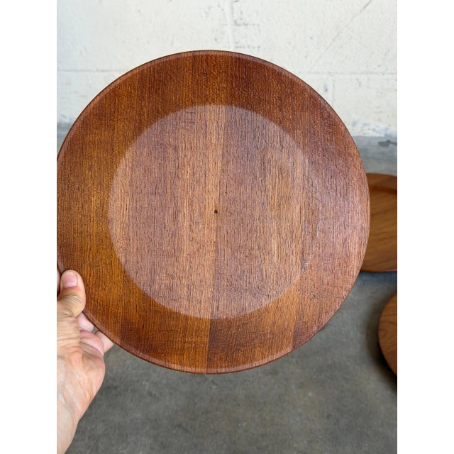 Brown Teak Plates Set of 4 Danish Mid-Century Modern Vintage For Sale - Image 8 of 13