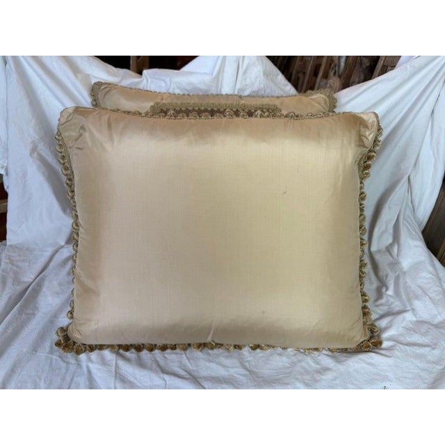 Melissa Levinson Pair of Antique Embroidered Textile Pillows by Melissa Levinson For Sale - Image 4 of 8