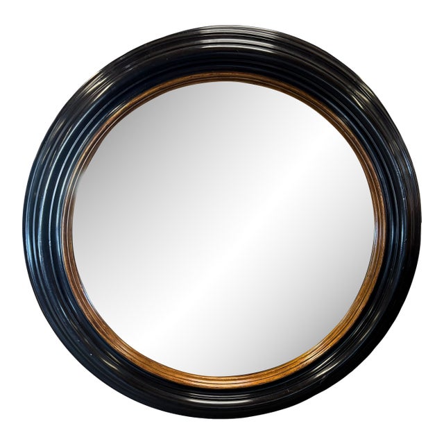 Rose Tarlow Melrose House Regency Black & Gold Round Portal Mirror - 1 of 2 For Sale