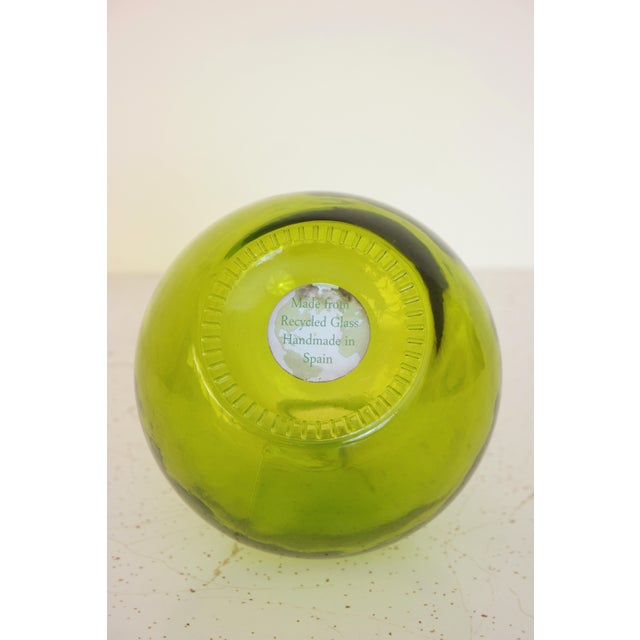 Mid-Century Modern Mediterranean Style Spanish Handblown Green Recycled Glass Bottle For Sale - Image 3 of 5