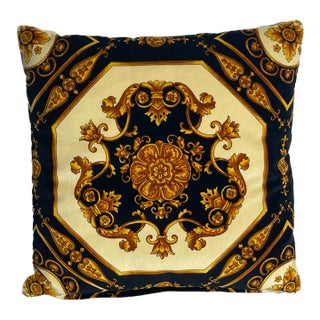 Vintage Versace Style Velvet Pillow For Sale