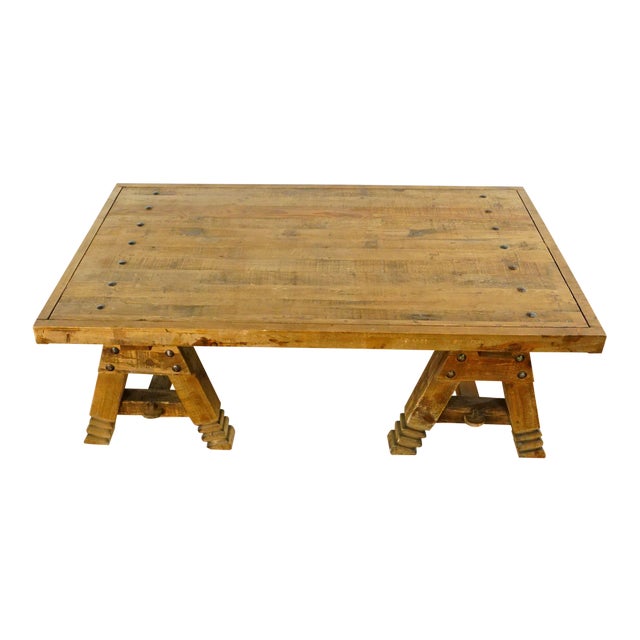 Rustic Pottery Barn Pine Coffee Table Chairish
