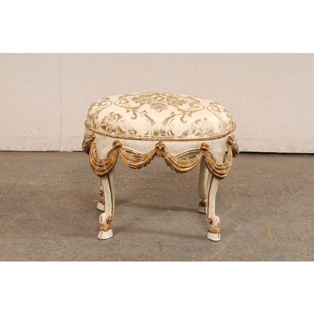 1970s Italian Stool with Swag-Carved Skirt For Sale In Atlanta - Image 6 of 10